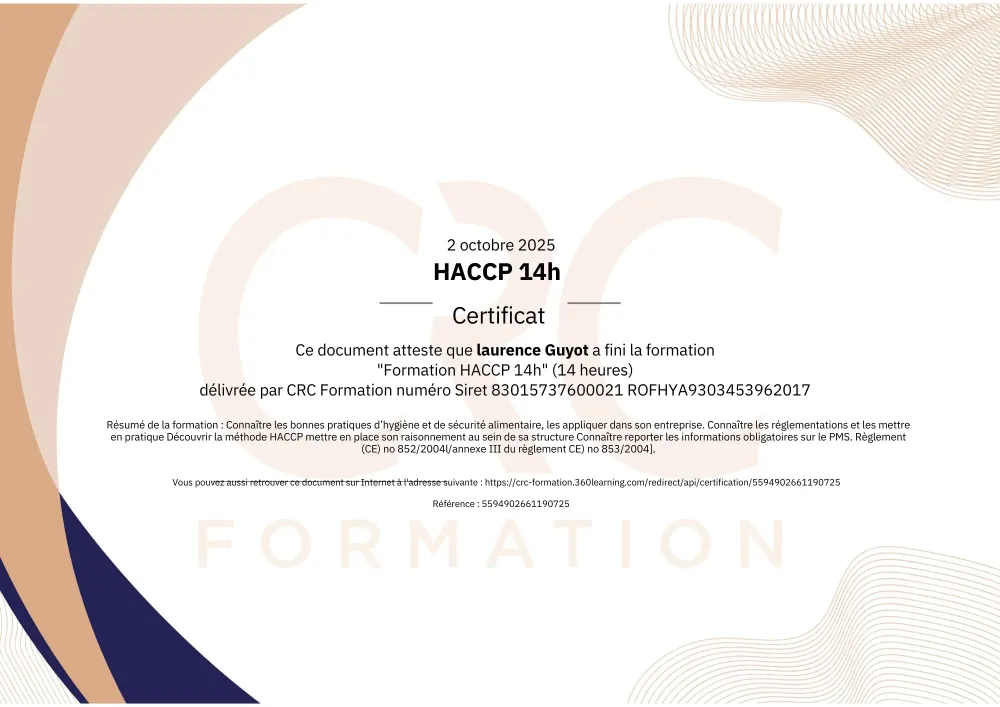 certificat formation HACCP
